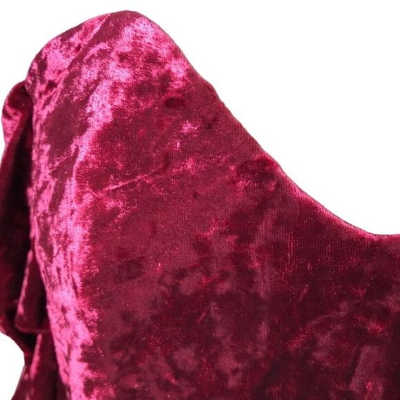 AO Wine Crushed Velvet Loose Off Shoulder Dress Size Small NWT - Picture 6 of 8